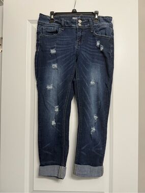 SO Distressed Straight-Leg Jeans - Dark Blue